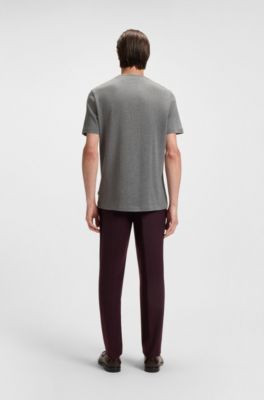 Camiseta de algod&oacute;n con estructura de espiga, Plata