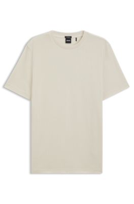 Cotton T-shirt with herringbone structure, Beige claro