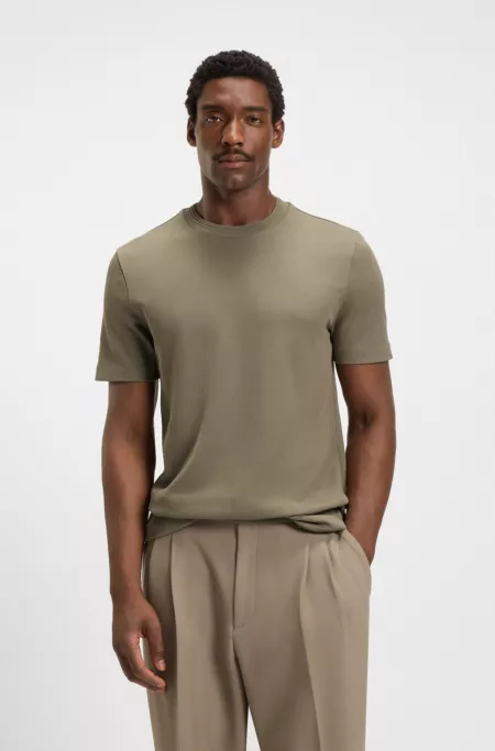 Herringbone-structure T-shirt in cotton