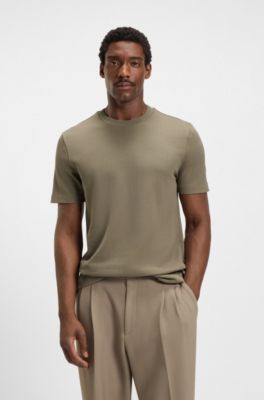 Camiseta de algod&oacute;n con estructura de espiga, Marr&oacute;n claro