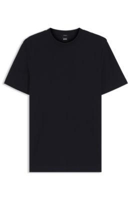 Camiseta de algod&oacute;n con estructura de espiga, Azul oscuro