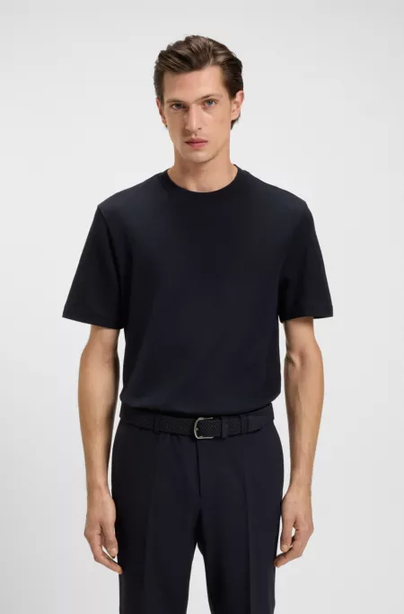 Herringbone-structure T-shirt in cotton