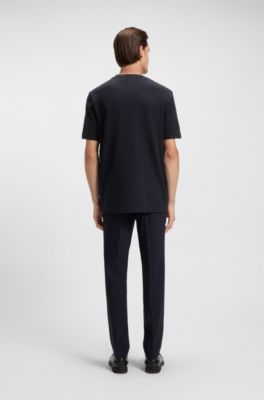 Camiseta de algod&oacute;n con estructura de espiga, Azul oscuro