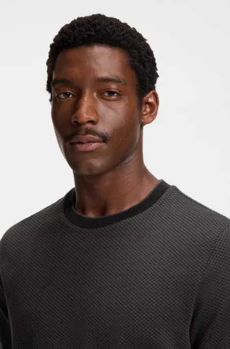 Mercerised-cotton T-shirt with two-tone structure