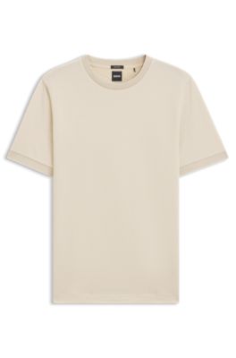 Mercerised-cotton T-shirt with two-tone structure, White