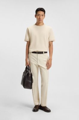 Mercerised-cotton T-shirt with two-tone structure, White