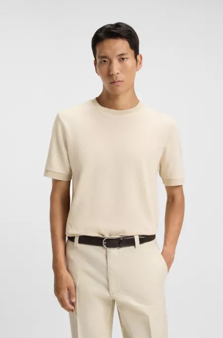 Mercerised-cotton T-shirt with two-tone structure