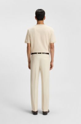 Camiseta de algod&oacute;n mercerizado con estructura en dos tonos, Blanco