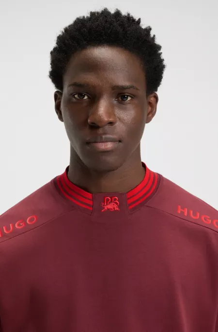 HUGO x RB cotton T-shirt with logos and tipping