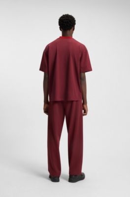 Camiseta de algod&oacute;n HUGO&nbsp;x&nbsp;RB con ribetes y logos, Rojo oscuro