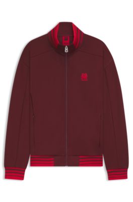 Sudadera HUGO&nbsp;x&nbsp;RB con cremallera y logo de toro, Rojo oscuro