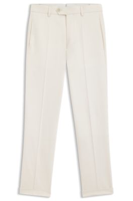 Micro-patterned formal trousers in virgin wool, White