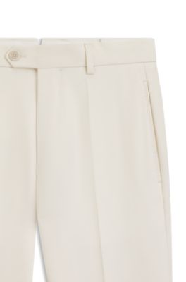 Micro-patterned formal trousers in virgin wool, White