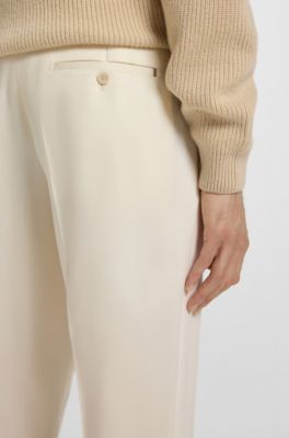 Micro-patterned formal trousers in virgin wool, White