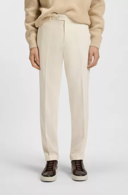 Micro-patterned formal trousers in virgin wool