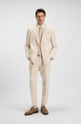 Relaxed-fit trousers in cotton-alpaca corduroy, Light Beige