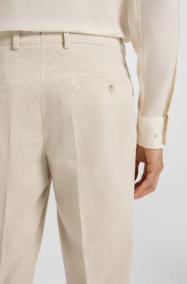 Relaxed-fit trousers in cotton-alpaca corduroy, Light Beige