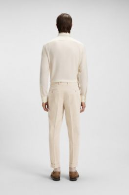 Relaxed-fit trousers in cotton-alpaca corduroy, Light Beige