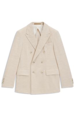 Blazer slim fit en pana de algod&oacute;n y alpaca, Beige claro