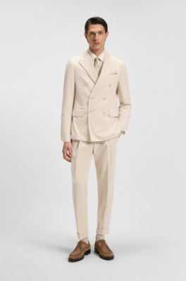 Blazer slim fit en pana de algod&oacute;n y alpaca, Beige claro