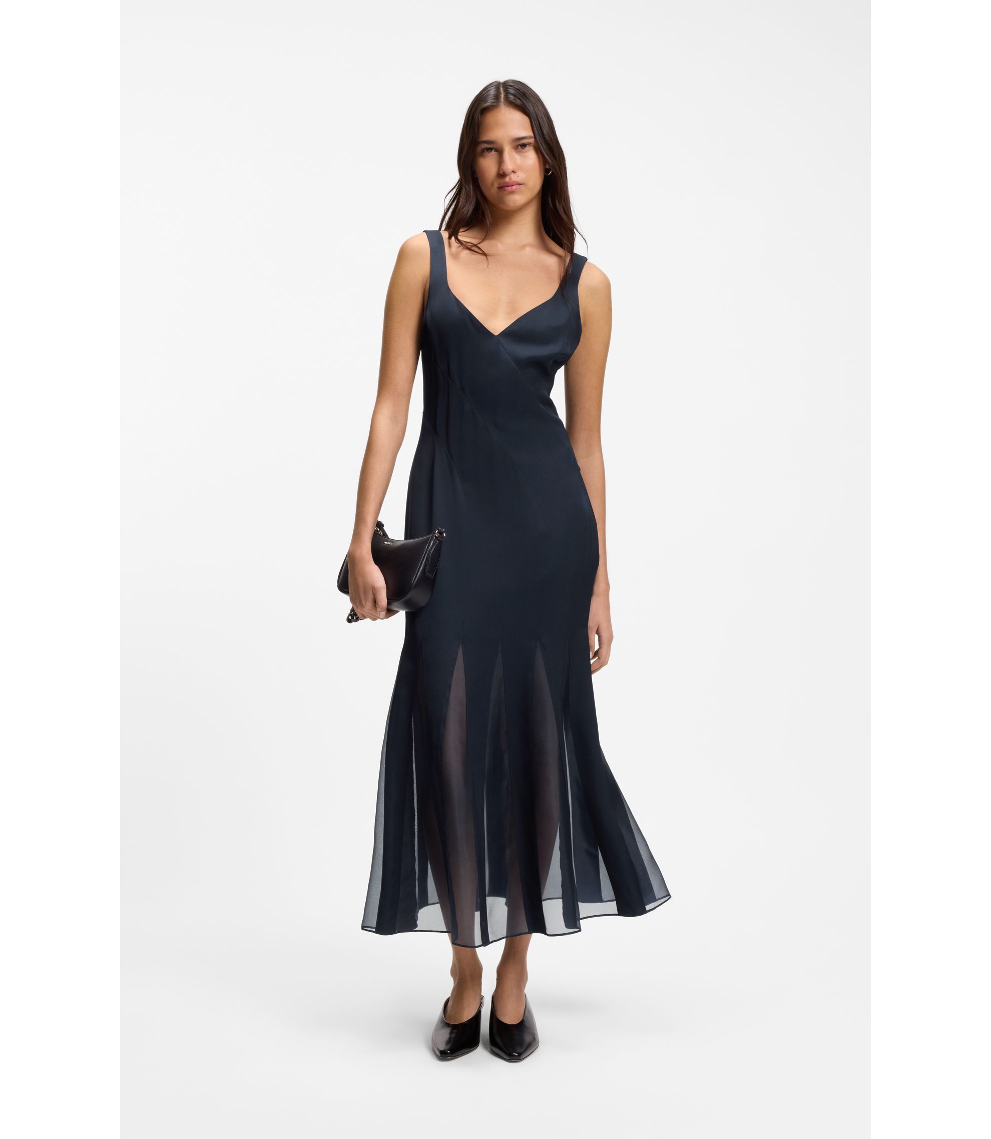 boss silk dress Boss By Hugo Boss Pink Silk Satin Asymmetric Sleeveless Maxi Dress M Boss  By Hugo Boss