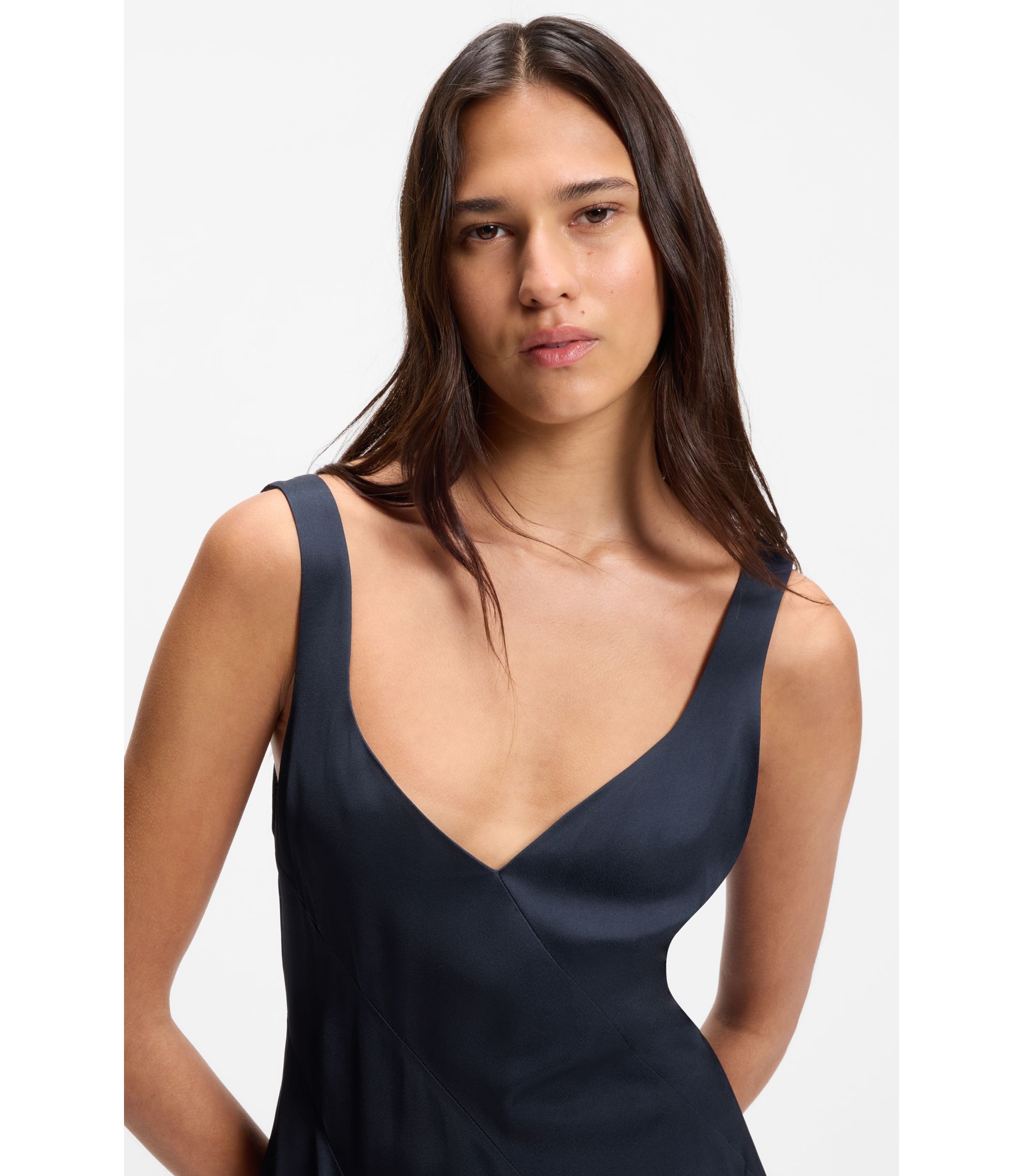 boss silk dress BOSS - Silk dress with modern print