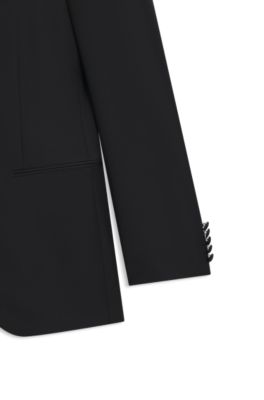 Esmoquin slim fit de dos piezas mezclado con seda, Negro