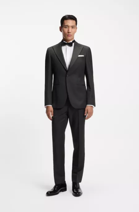 Two-piece slim-fit tuxedo suit in a wool blend