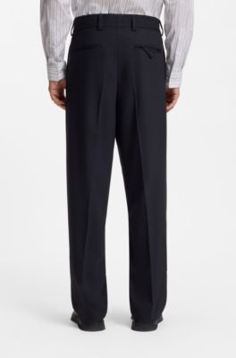 Traje de dos piezas de corte moderno en sarga el&aacute;stica, Azul oscuro