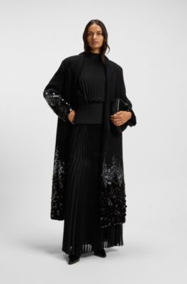 Plissé dress with plain insert