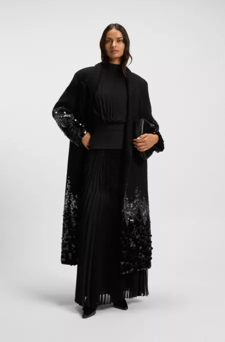 Plissé dress with plain insert