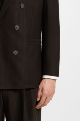 Herringbone modern-fit jacket in stretch dobby, Brown