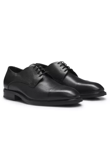 Grained-leather Derby shoes with cap toe