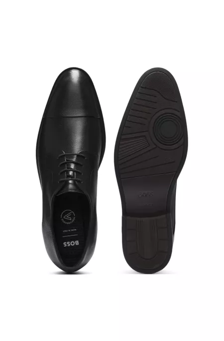 Grained-leather Derby shoes with cap toe