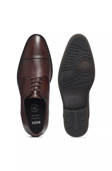 Grained-leather Derby shoes with cap toe