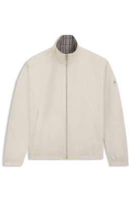 Reversible checked jacket with water-repellent finish, White