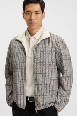 Reversible checked jacket with water-repellent finish, White