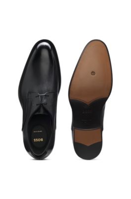 Derby shoes in burnished leather, Black