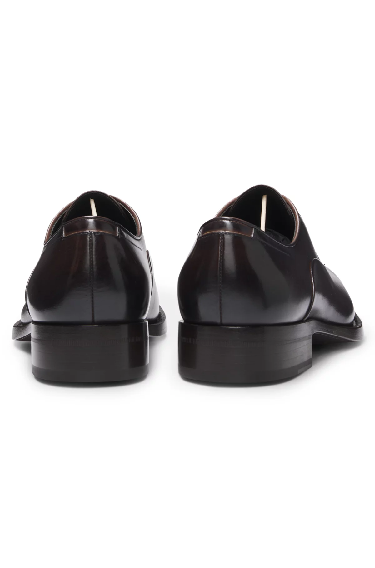 Derby shoes in burnished leather, Dark Brown