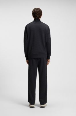 Sweat zipp&eacute; Regular en jacquard matelass&eacute;, Bleu fonc&eacute;