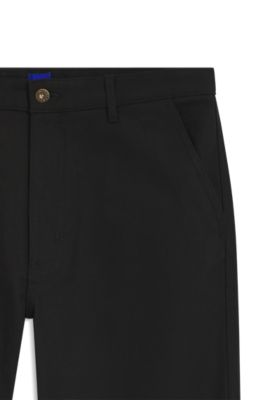 Pantalon Baggy en toile de coton stretch, Noir