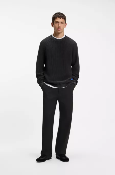 Baggy-fit trousers in stretch-cotton canvas