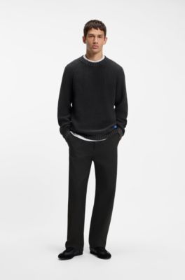 Pantalon Baggy en toile de coton stretch, Noir