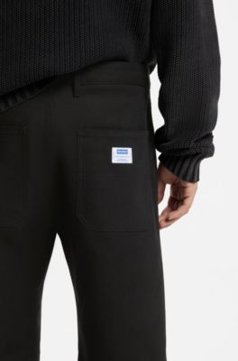 Pantalon Baggy en toile de coton stretch, Noir