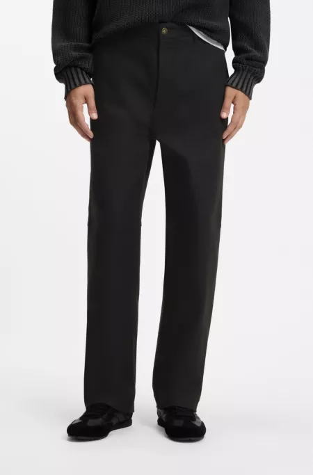 Baggy-fit trousers in stretch-cotton canvas