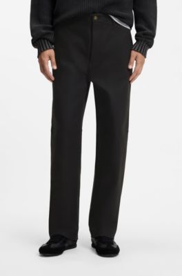 Pantalon Baggy en toile de coton stretch, Noir