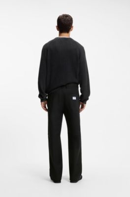 Pantalon Baggy en toile de coton stretch, Noir