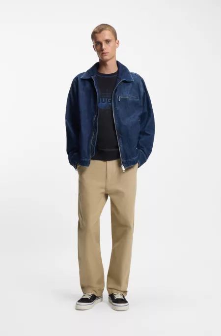 Baggy-fit trousers in stretch-cotton canvas