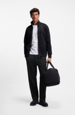 Pantalones de ch&aacute;ndal regular fit en jacquard guateado, Negro