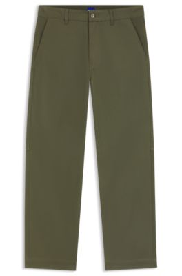 Pantalones regular fit de lona de algod&oacute;n el&aacute;stico, Cal
